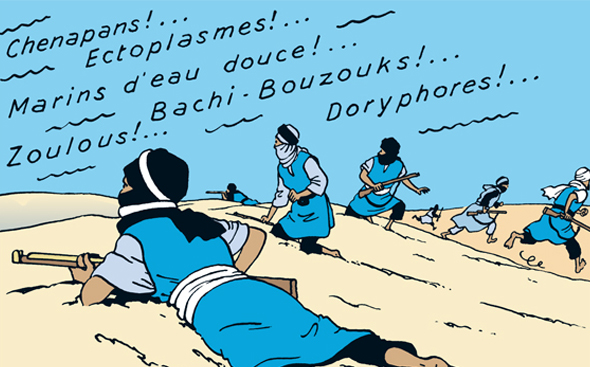 Hergé, Le Crabe aux pinces d’or, 1941, page 38 [extrait]. Copyright © Hergé / Moulinsart